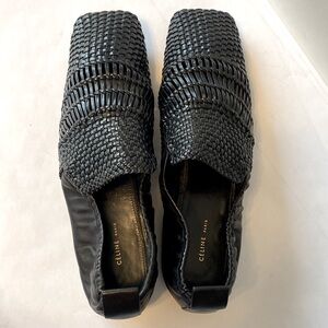 Céline Black Woven Loafers